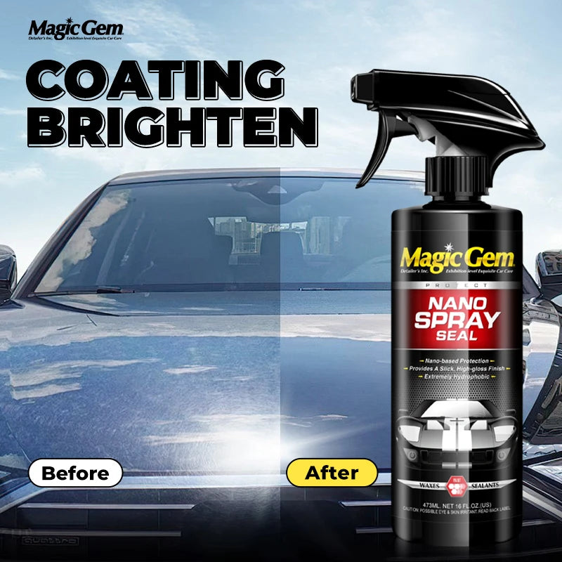 MAGIC GEM Ceramic Nano Coating Spray, Car Paint Polish & Protection, Hydrophobic Auto Detailing for Cars and Motorcycles