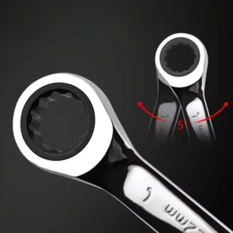 Car Repair Tools 6Pcs Open End Carbon Steel Activities Ratchet Wrench Set 8-17mm Torque Combination Spanner