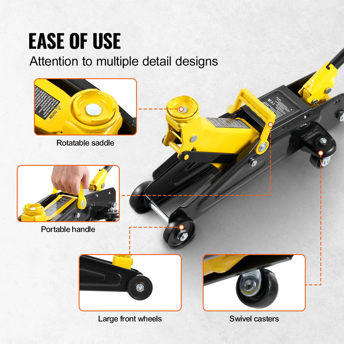 SucceBuy Low Profile Floor Jack 2T Heavy Duty Iron Hydraulic Racing Floor Jack Hydraulic Car Jack Single Piston Quick Lift Pump
