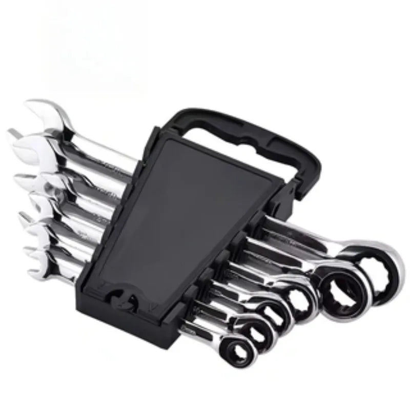Car Repair Tools 6Pcs Open End Carbon Steel Activities Ratchet Wrench Set 8-17mm Torque Combination Spanner