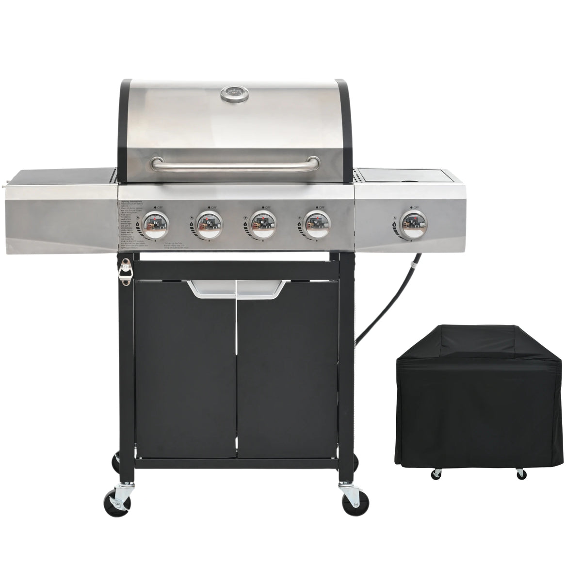 4 Burner Propane Grill Stainless Steel Gas Barbecue Grill with Side Burner And Cover for Outdoor BBQ Camping
