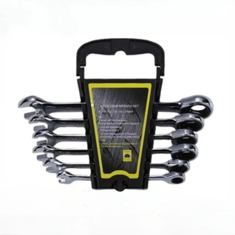 Car Repair Tools 6Pcs Open End Carbon Steel Activities Ratchet Wrench Set 8-17mm Torque Combination Spanner