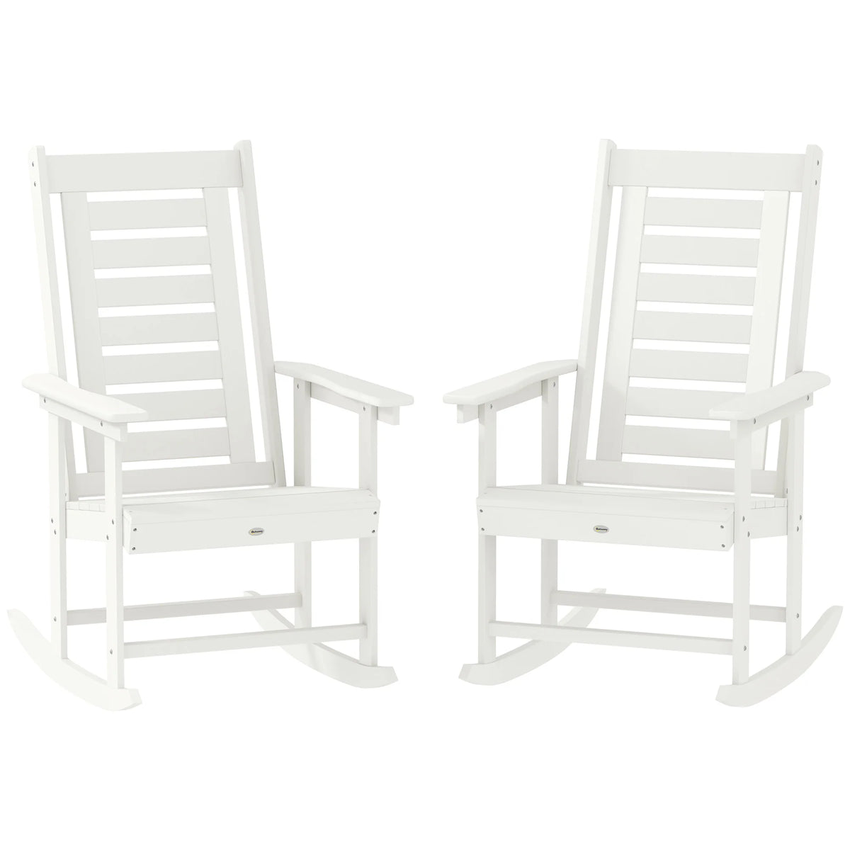2 Outdoor Rocking Chairs, HDPE High Back Patio Rockers, White