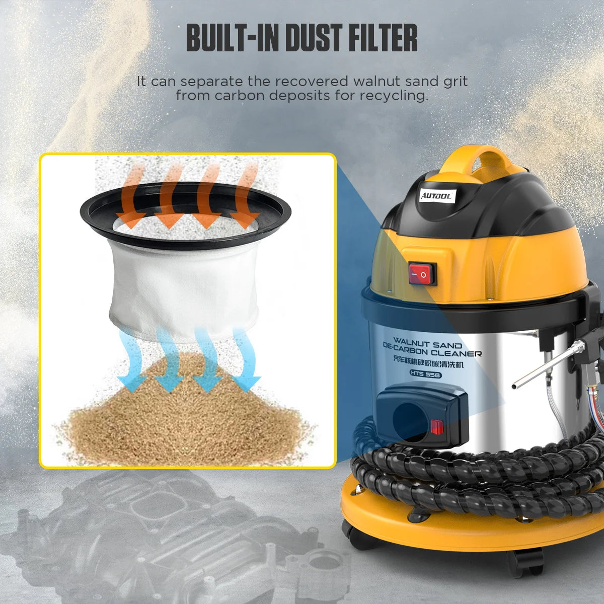 AUTOOL HTS558 Car Engine Carbon Deposition Cleaner Intake Pipe Valve Cleaning Machine Decarbonizing Automotive Decarbon Wash