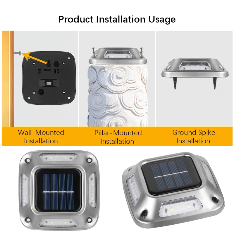 8LED Solar Driveway Light Outdoor Garden Ground Lights Waterproof LED Solar Wall Lamp Camping for Step Stair Pathway Walkway Dec
