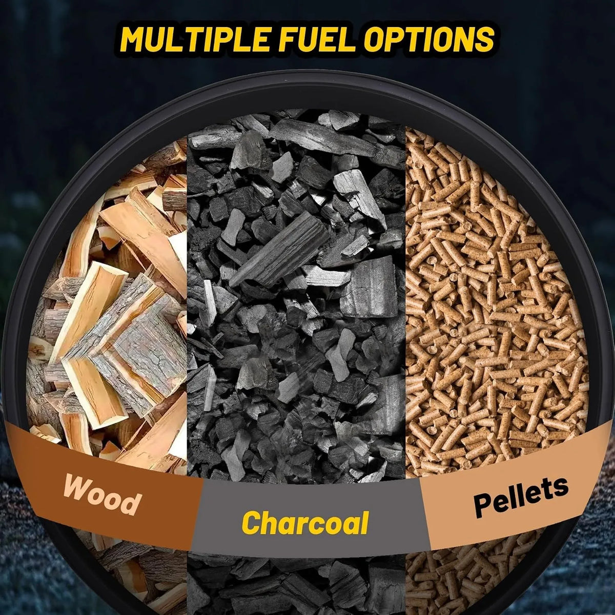 26 Inch Outdoor Fire Pit and BBQ Grill Carbon Steel Wood Charcoal Pellet Burning Firepit with Removable Grill Grate Mesh Spark Screen Poker and Cover for Backyard Patio Camping and Picnics