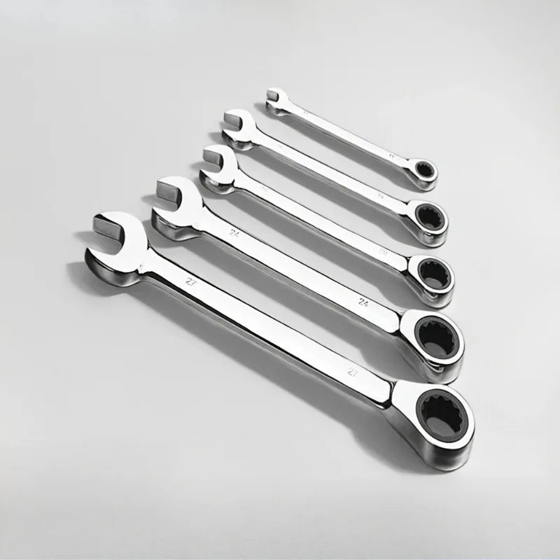 Car Repair Tools 6Pcs Open End Carbon Steel Activities Ratchet Wrench Set 8-17mm Torque Combination Spanner